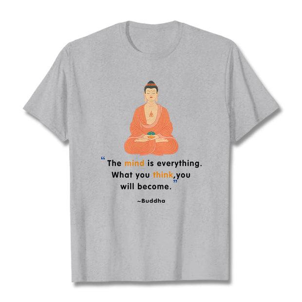 Buddha Stones The Mind Is Everything Meditation Buddha Tee T-shirt T-Shirts BS LightGrey 2XL