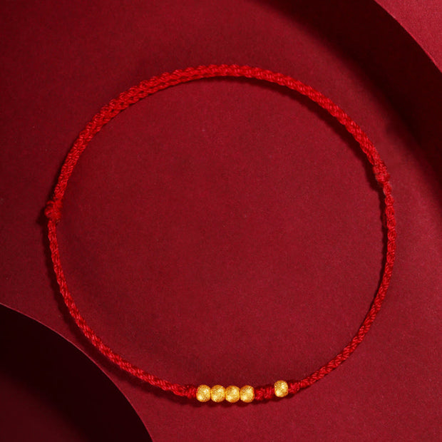 Buddha Stones 999 Gold Beads Luck Braided Protection Couple Bracelet Bracelet BS 3