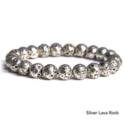Natural Agate Stone Crystal Balance Beaded Bracelet Bracelet BS Silver Lava Rock