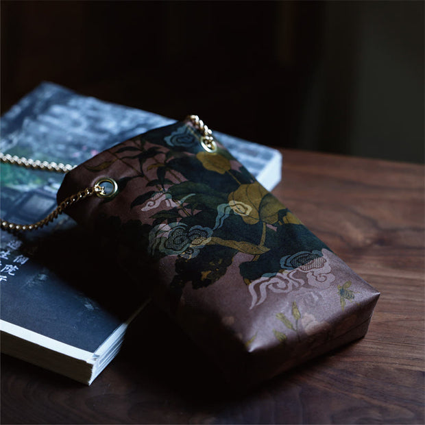 Buddha Stones Small Maple Leaf Persimmon Metal Chain Crossbody Bag Shoulder Bag Cellphone Bag 19