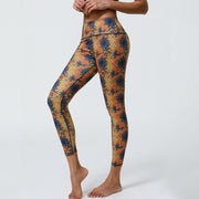 Buddha Stones Flowers Geometric Mandalas Print Sports Fitness Yoga High Waist Leggings Women's Pants