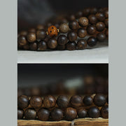 Buddha Stones 108 Mala Beads Brunei Agarwood Hetian Jade Yak Bone Strength Balance Bracelet Mala Bracelet BS 17