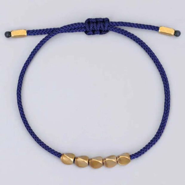 Buddha Stones 3 PCS Tibetan Copper Beads Healing Protection Luck Bracelet Set