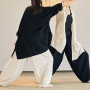 Buddha Stones Plain Long Sleeve Coat Jacket Top Wide Leg Pants Zen Tai Chi Yoga Meditation Clothing Clothes BS 9