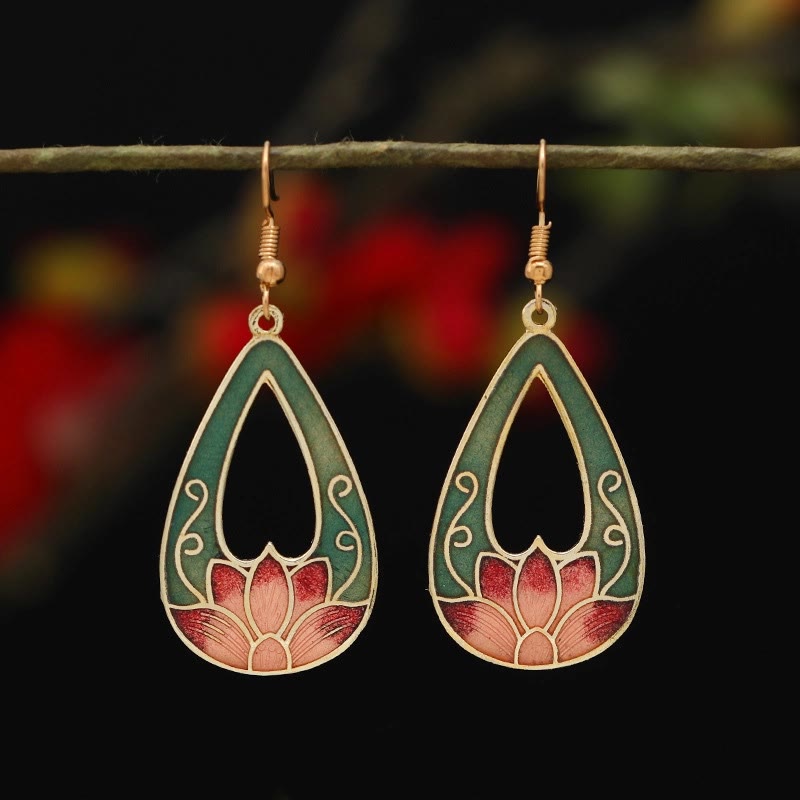 Buddha Stones Lotus Butterfly Flower Earrings