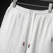 Buddha Stones 2Pcs Solid Color Texture Button Half Sleeve Shirt Pants Men's Set 2-Piece Outfit BS 9