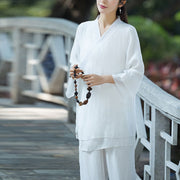 Buddha Stones Yoga Cotton Linen Clothing Uniform Meditation Zen Practice Women's Set Clothes BS 12