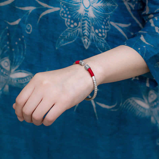 FREE Today: Good Fortune Tibet Om Mani Padme Hum Red String Bracelet Bangle