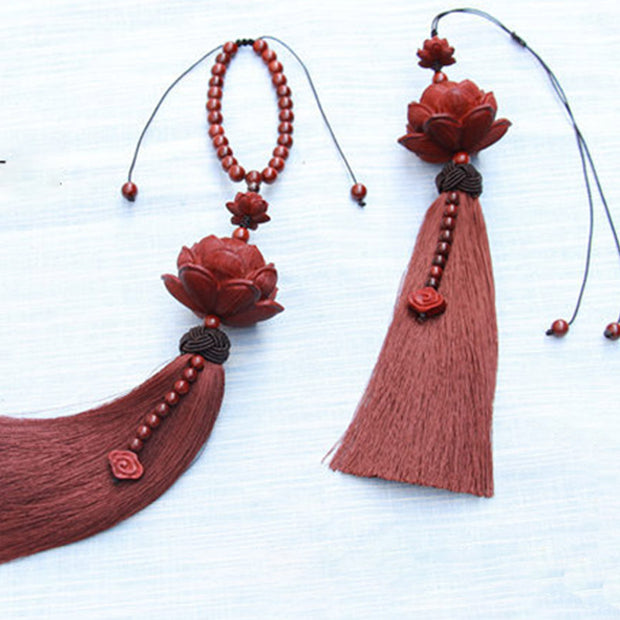Buddha Stones Tibetan Small Leaf Red Sandalwood Lotus Luck Protection Tassel Decoration (Extra 35% Off | USE CODE: FS35) - image 9