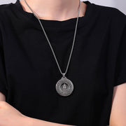 Buddha Stones Heart Sutra Buddha Carved Peace Buckle Design Serenity Rotatable Necklace Pendant Necklaces & Pendants BS 4