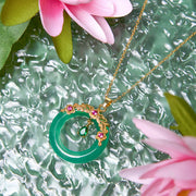 Buddha Stones Green Chalcedony Peace Buckle Design Strength Necklace Pendant 14