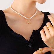 Pearl Crescent Moon Calm Necklace Pendant (Extra 35% Off | USE CODE: FS35) - image 4