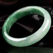 Buddha Stones Natural Jade Fortune Blessing Bangle Bracelet