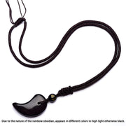 Buddha Stones Rainbow Obsidian Yin Yang Strength Pendant Necklace Necklaces & Pendants BS 15