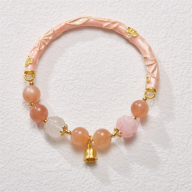 FREE Today: Bringing Positive Energy Sun Stone Golden Silk Jade Lily of the Valley Bracelet Bangle