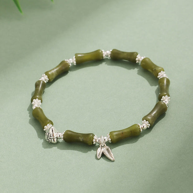 Buddha Stones Peridot White Jade Strawberry Quartz Green Aventurine Bamboo Fu Character Luck Bracelet 3