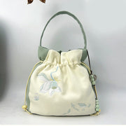 Buddha Stones Embroidered Butterfly Lotus Magnolia Cotton Linen Tote Crossbody Bag Shoulder Bag Handbag Crossbody Bag BS 22