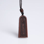 Buddha Stones Lightning Struck Jujube Wood Taoist Five Thunder Order Luck Protection Necklace Pendant