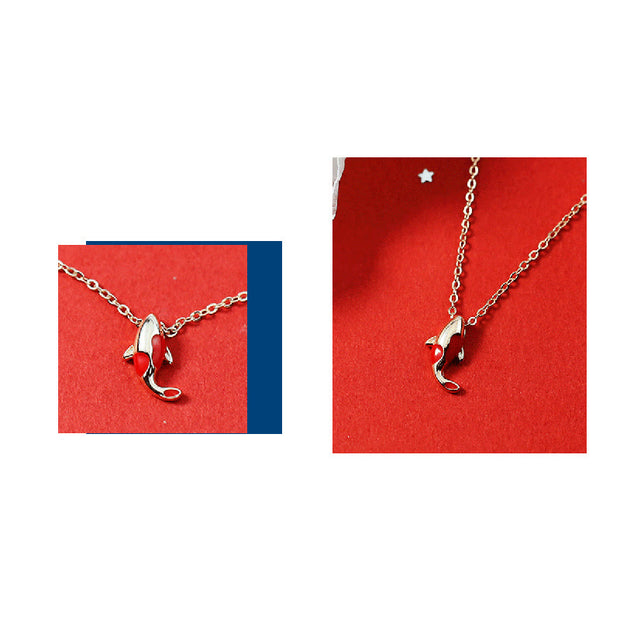 Buddha Stones Copper Koi Fish Wealth Necklace Pendant Red Rope Bracelet Earrings Set Bracelet Necklaces & Pendants BS 12