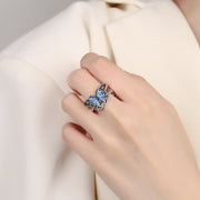 FREE Today: Boosting Positive Enegy Hollow Enamel Blue Butterfly Pattern Love Ring