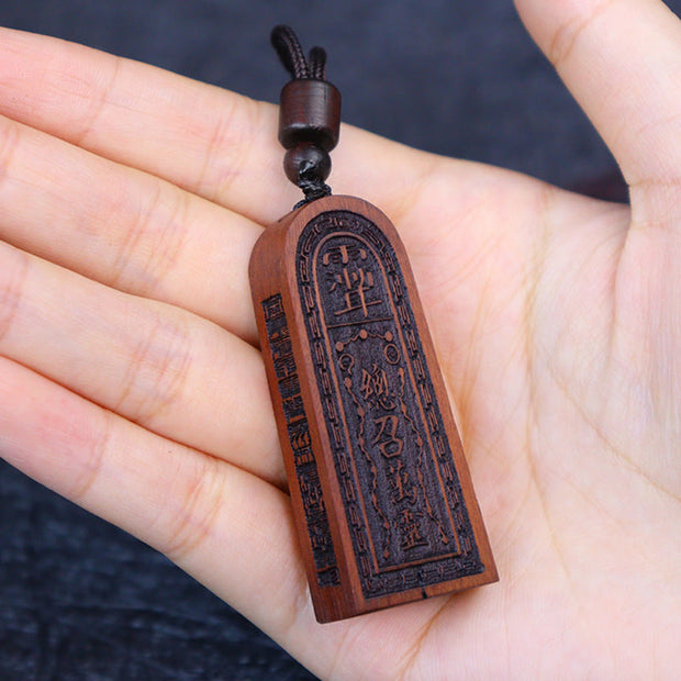 Buddha Stones Lightning Struck Jujube Wood Taoist Five Thunder Order Luck Protection Necklace Pendant Necklaces & Pendants BS 7