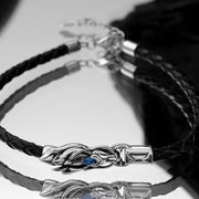 Buddha Stones 925 Sterling Silver Year of the Dragon Blue Zircon Design Success Bracelet Necklace Pendant Bracelet Necklaces & Pendants BS 3