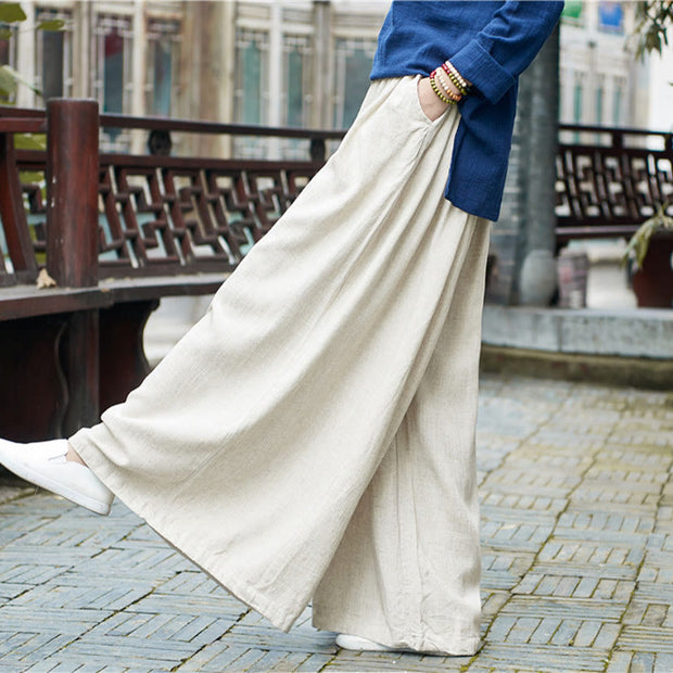 Buddha Stones Solid Color Loose Yoga Wide Leg Pants With Pockets Wide Leg Pants BS 4