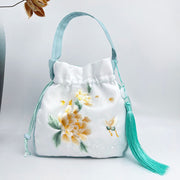 Buddha Stones Suzhou Embroidery Rabbit Lotus Epiphyllum Peony Magnolia Silk Tote Crossbody Bag Shoulder Bag Handbag 9