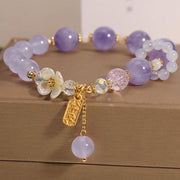 Buddha Stones Natural Blue Crystal Amethyst Chalcedony Flower Healing Bracelet Bracelet BS 10