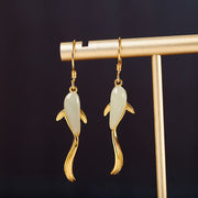 FREE Today: Luck and Healing Fish Pattern Jade Dangle Drop Earrings FREE FREE 1