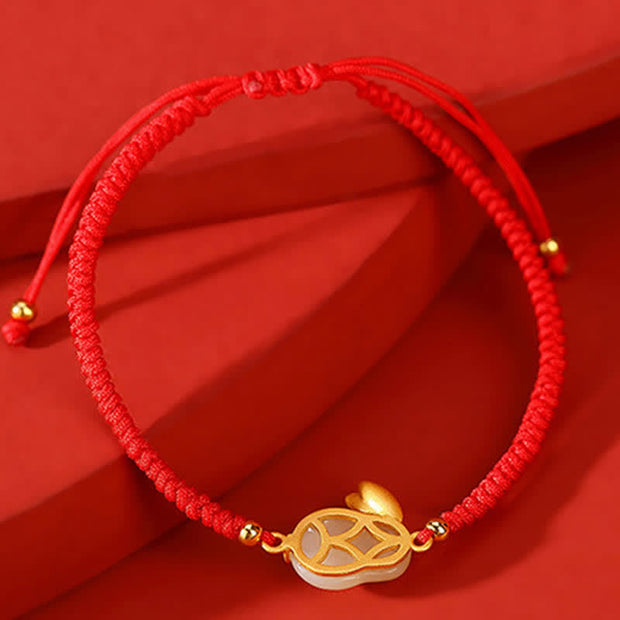 Buddha Stones 925 Sterling Silver Year of the Rabbit Hetian White Jade Luck Red String Protection Bracelet Bracelet BS 2