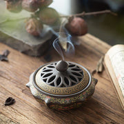 Buddha Stones Tibetan Floral Pattern Ceramic Blessing Incense Burner Decoration (Extra 35% Off | USE CODE: FS35) - image 10