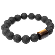 Buddha Stones Lava Rock Ebony Wood Tiger Eye Healing Bracelet