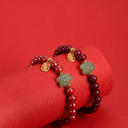 Buddha Stones 925 Sterling Silver Year of the Dragon Natural Cinnabar Hetian Jade Dragon Fu Character Ruyi As One Wishes Charm Blessing Bracelet (Extra 30% Off | USE CODE: FS30) - image 15