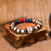 Buddha Stones Tibetan Five God of Wealth Thangka Liuli Glass Bead Chinese Zodiac Protection Bracelet (Extra 35% Off | USE CODE: FS35) - White God of Wealth(Rooster/Monkey) - 10mm - image 7