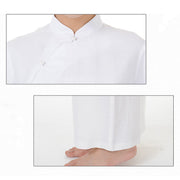 Buddha Stones 2Pcs White Lotus Flower Leaf Half Sleeve Shirt Top Pants Meditation Zen Tai Chi Linen Clothing Women's Set 9