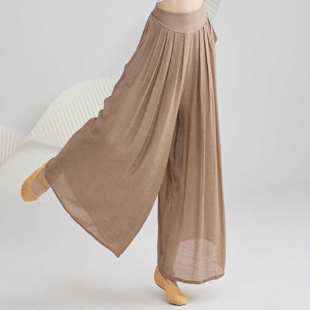 Buddha Stones Loose Cotton Linen Wide Leg Pants For Yoga Dance Wide Leg Pants BS 1