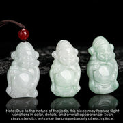 Buddha Stones Natural Jade Chinese God of Wealth Caishen Ingot Luck Necklace Pendant Necklaces & Pendants BS 4