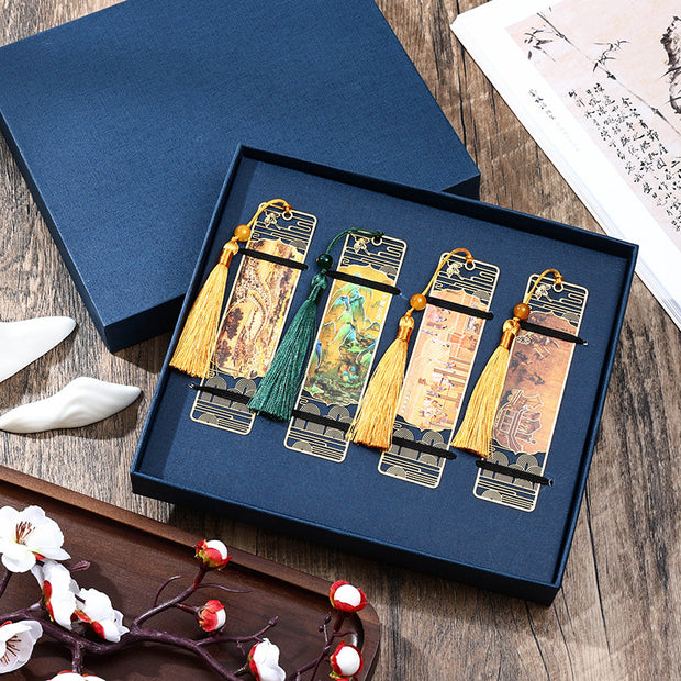 Buddha Stones A Panorama of Rivers and Mountains Metal Hollow Bookmarks Tassel With Gift Box (Extra 30% Off | USE CODE: FS30)