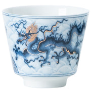 Buddha Stones Small Blue And White Dragon Pattern Ceramic Teacup Kung Fu Tea Cups 45ml