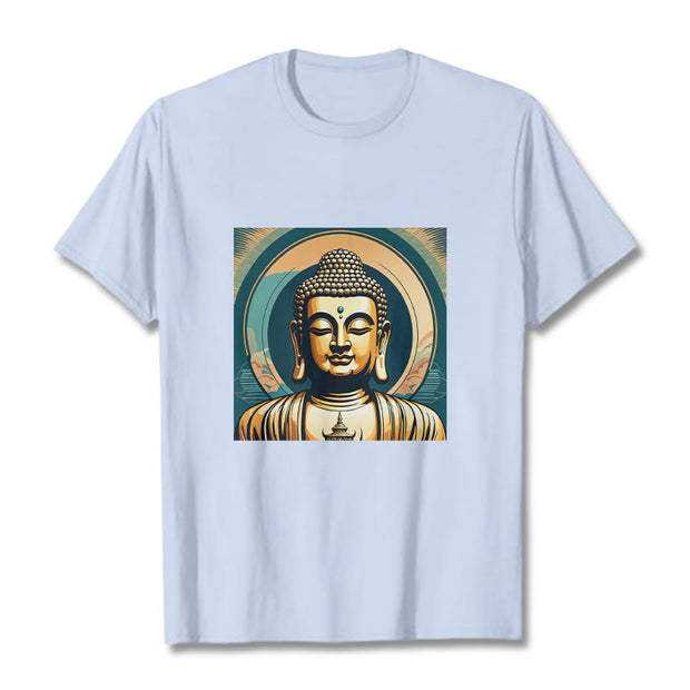 Buddha Stones Aura Golden Buddha Tee T-shirt T-Shirts BS LightCyan 2XL