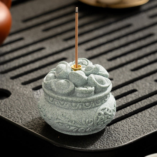 Buddha Stones Chinese Character Fu Ingots Healing Incense Burner Desk Decoration Incense Burner BS 15