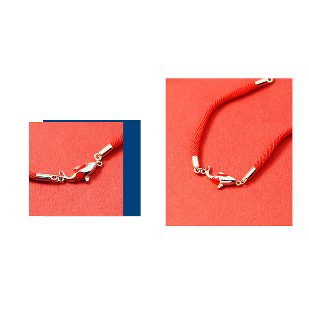 Buddha Stones Copper Koi Fish Wealth Necklace Pendant Red Rope Bracelet Earrings Set Bracelet Necklaces & Pendants BS 5