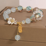 Buddha Stones Natural Blue Crystal Amethyst Chalcedony Flower Healing Bracelet Bracelet BS 4