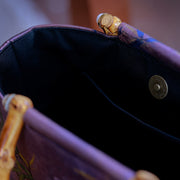 Buddha Stones Purple Magpie Birds Branches Bamboo Handles Handbag Handbags BS 3