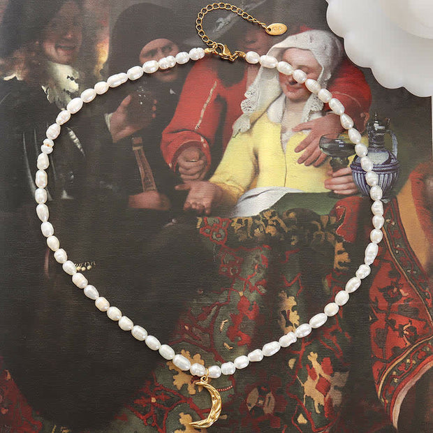 Pearl Crescent Moon Calm Necklace Pendant (Extra 35% Off | USE CODE: FS35) - image 7