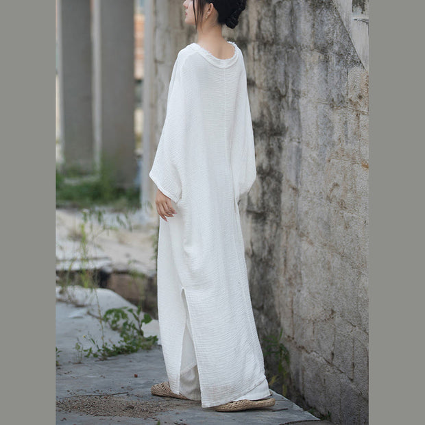 Buddha Stones Simple Loose Midi Dress Cotton Zen Yoga Dance Meditation Tunic Dress