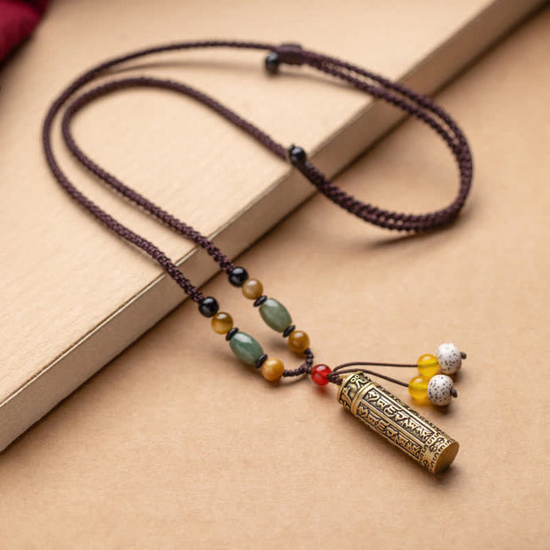 Buddhastoneshop Tibet Om Mani Padme Hum Agate Shurangama Sutra Protection Necklace Pendant Necklaces & Pendants BS 12