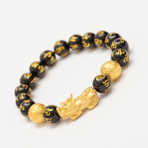 Buddha Stones FengShui PiXiu Obsidian Wealth Bracelet Bracelet BS 12