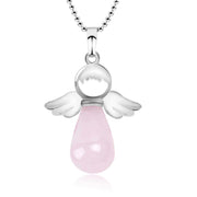 Buddha Stones Little Angel Wings Natural Crystal Luck Necklace Pendant (Extra 35% Off | USE CODE: FS35) - Rose Quartz - image 2